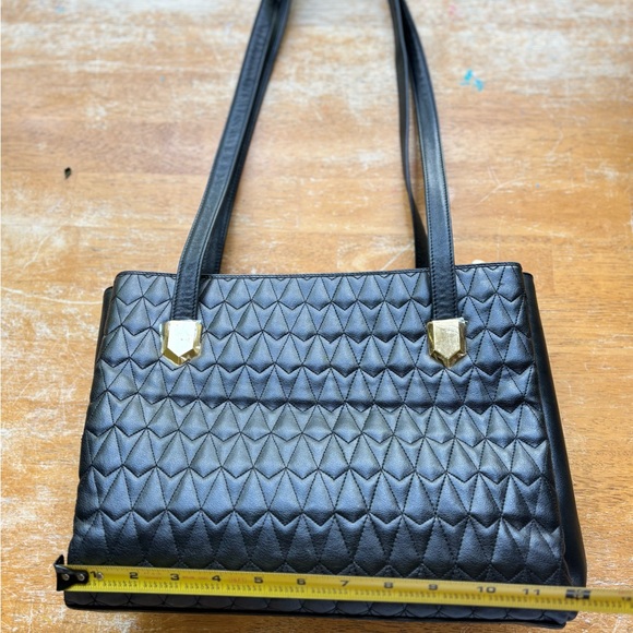 Camille Italian Leather Black Quilted Shoulder Purse - Picture 13 of 15